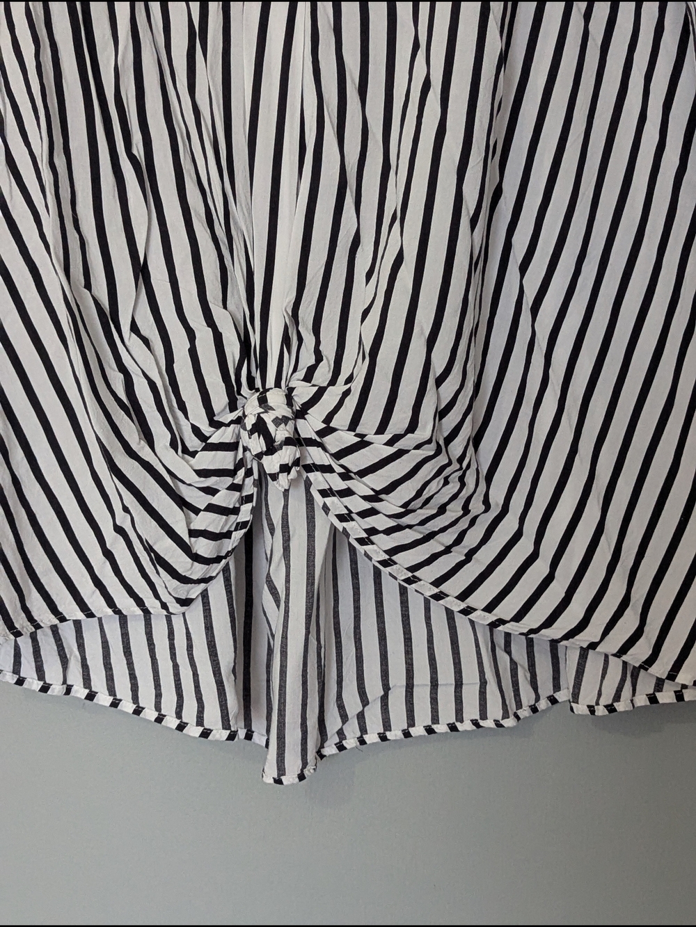 Addition Elle Womens Black White Vertical Striped Knot-Front Blouse Coastal Chic - Picture 2 of 9